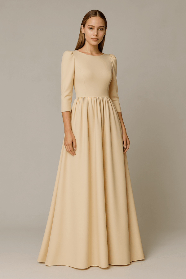 RILEY Gathered-Waist Gown Elegance in Every Curve