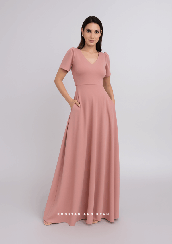 MEREDITH (ONHAND)V Neckline Women’s Elegant - Flattering Fit, Formal and Wedding Guest and Bridesmaid Dresses for Women - Image 6